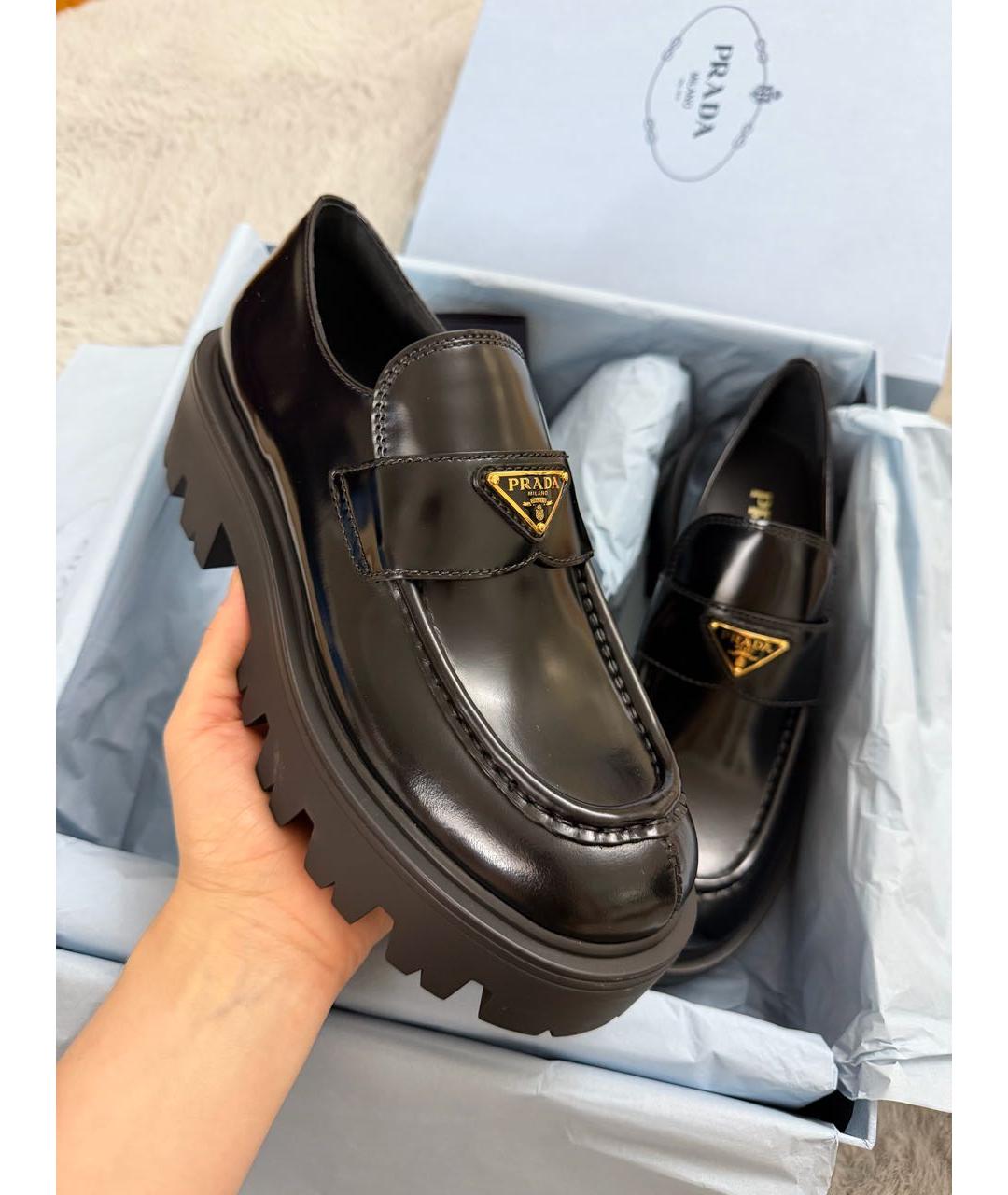 PRADA Черные кожаные лоферы, фото 4