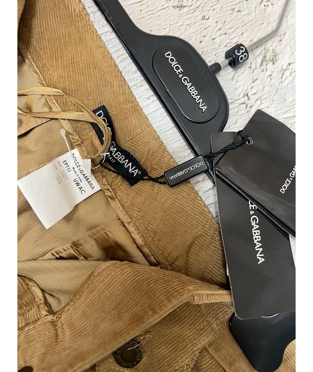 DOLCE&GABBANA Бежевые хлопковые брюки широкие, фото 3