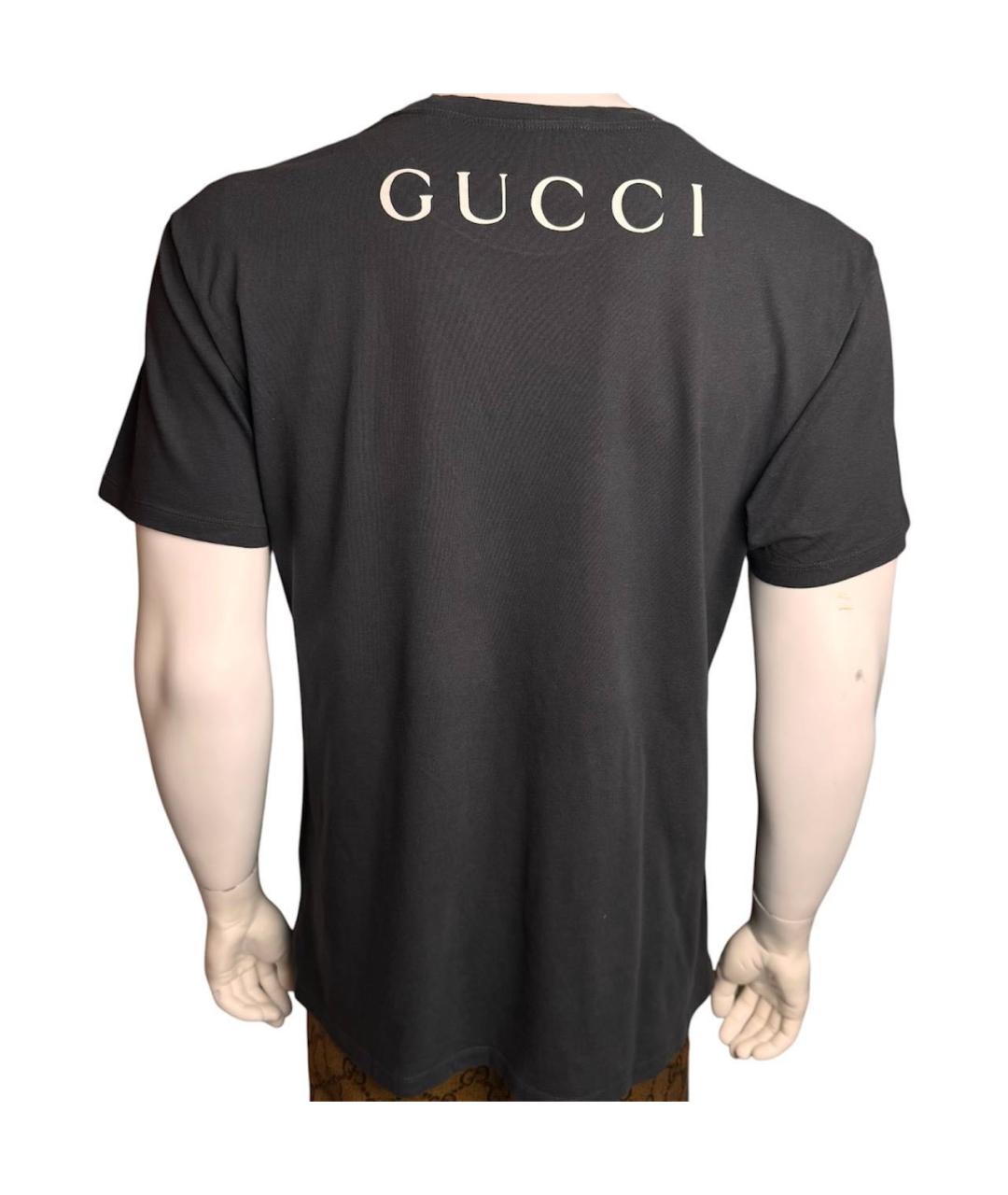 GUCCI Черная хлопковая футболка, фото 2