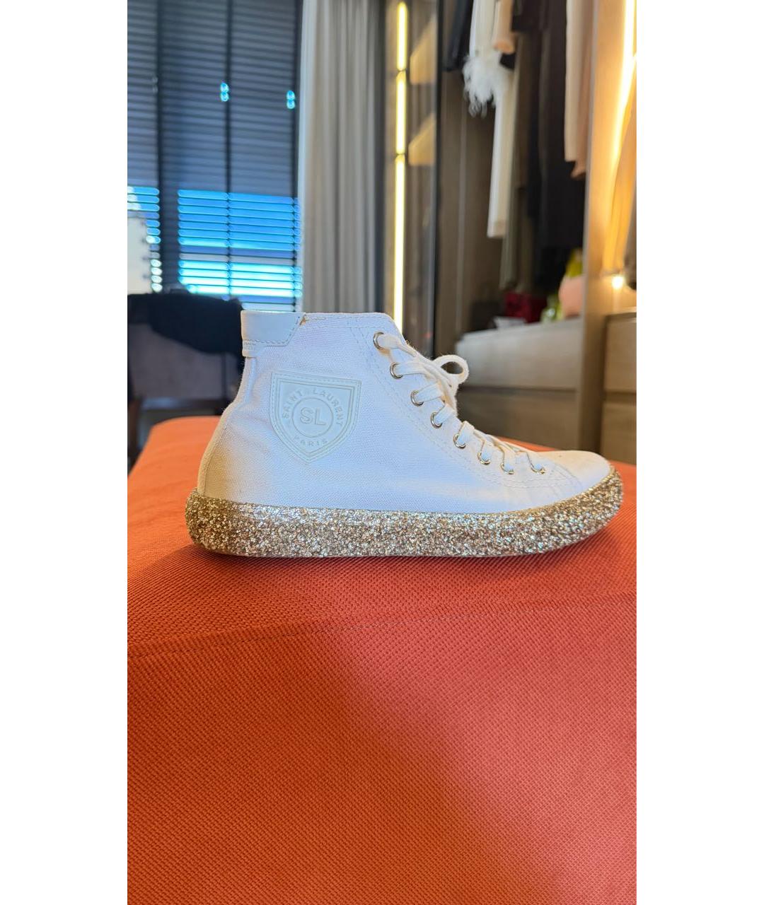 SAINT LAURENT Белые текстильные кеды, фото 5