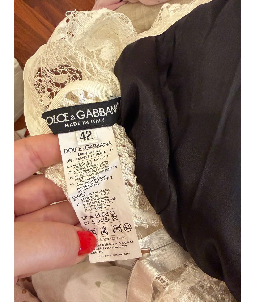 DOLCE&GABBANA Белое вискозное вечернее платье, фото 3