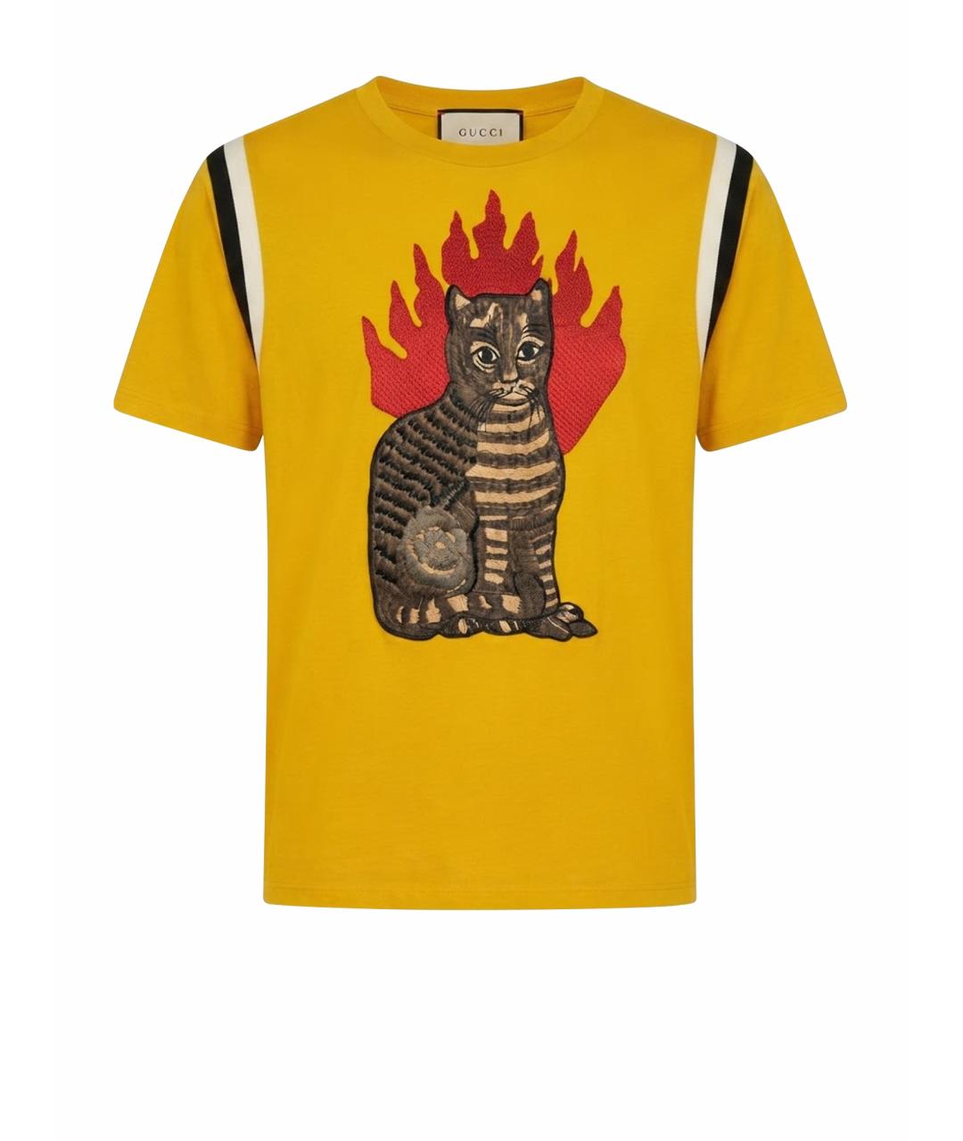 GUCCI Желтая хлопковая футболка, фото 1