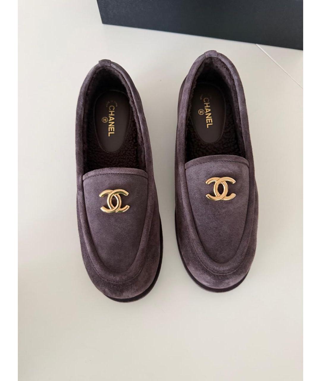 CHANEL Бордовые замшевые мокасины, фото 2