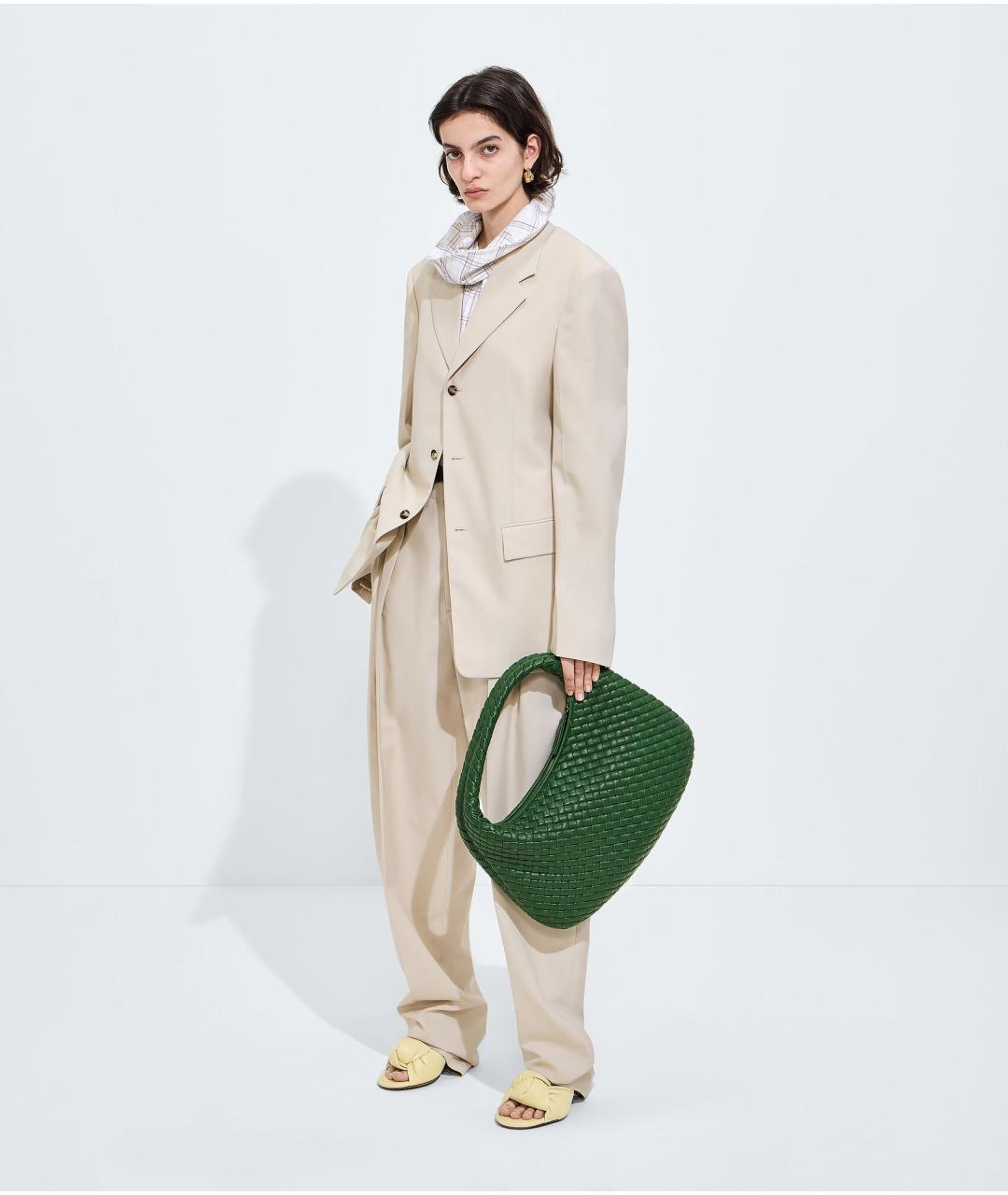 BOTTEGA VENETA Зеленая кожаная сумка с короткими ручками, фото 2