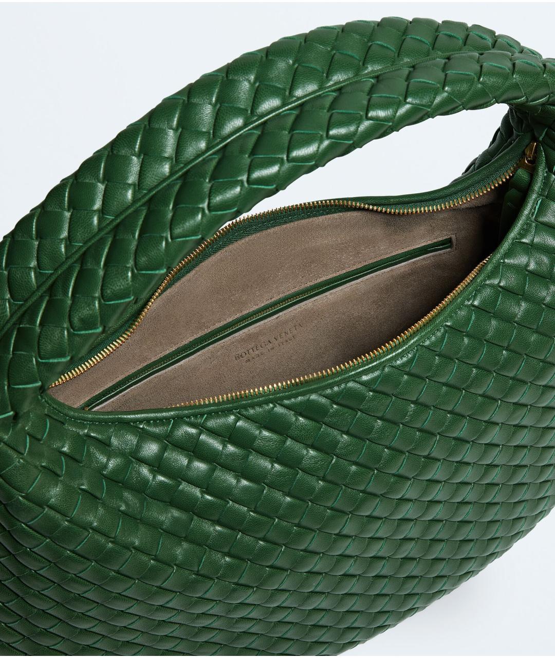 BOTTEGA VENETA Зеленая кожаная сумка с короткими ручками, фото 3