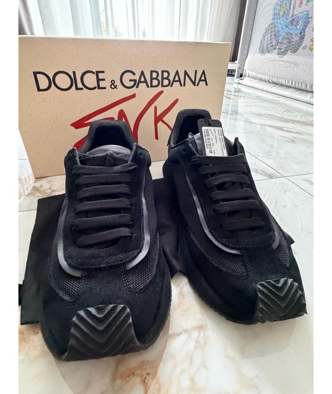 DOLCE&GABBANA Черные замшевые низкие кроссовки / кеды, фото 3