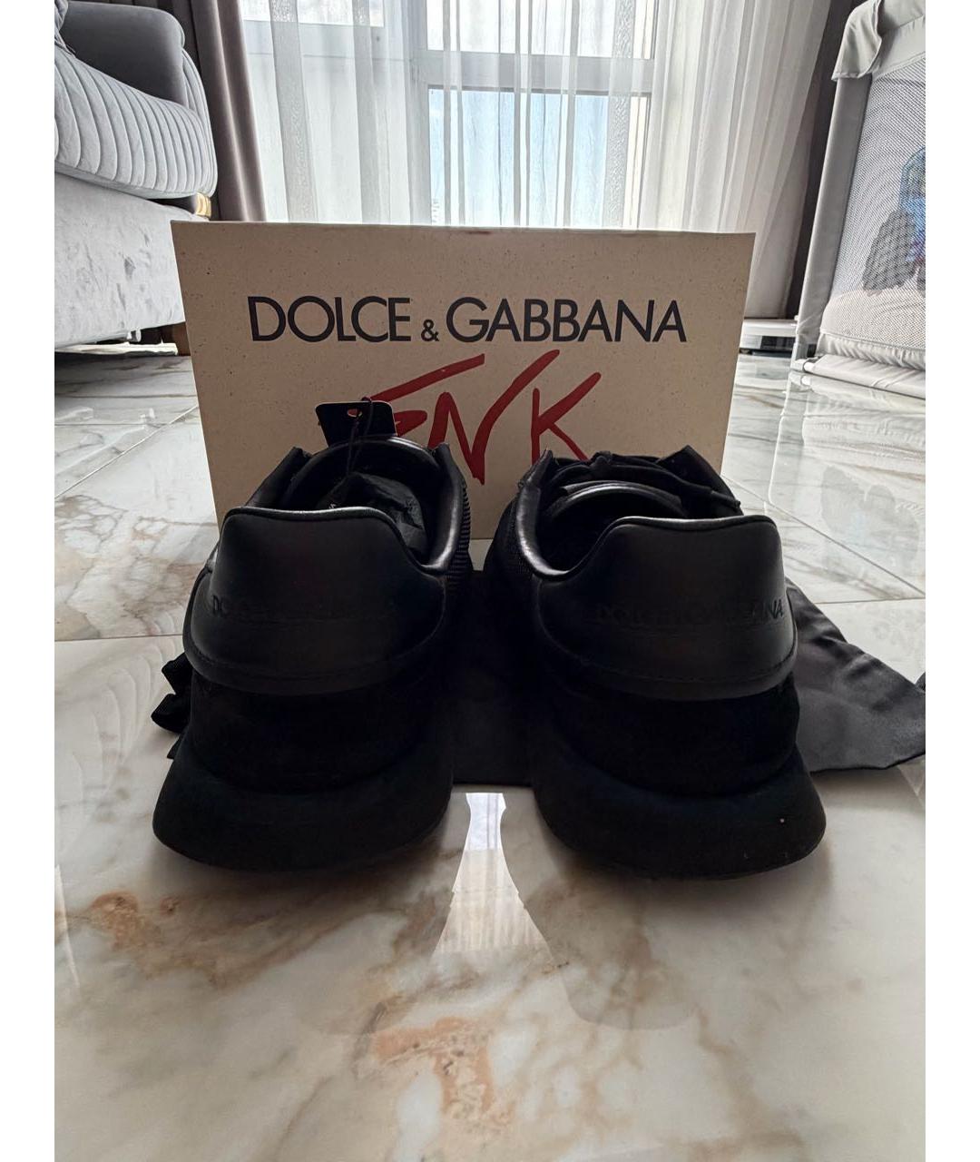 DOLCE&GABBANA Черные замшевые низкие кроссовки / кеды, фото 4