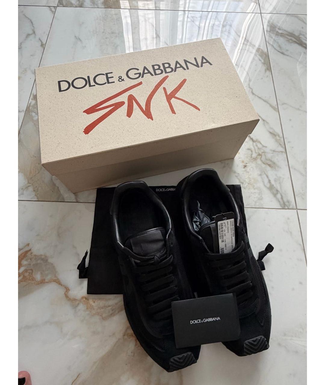 DOLCE&GABBANA Черные замшевые низкие кроссовки / кеды, фото 5