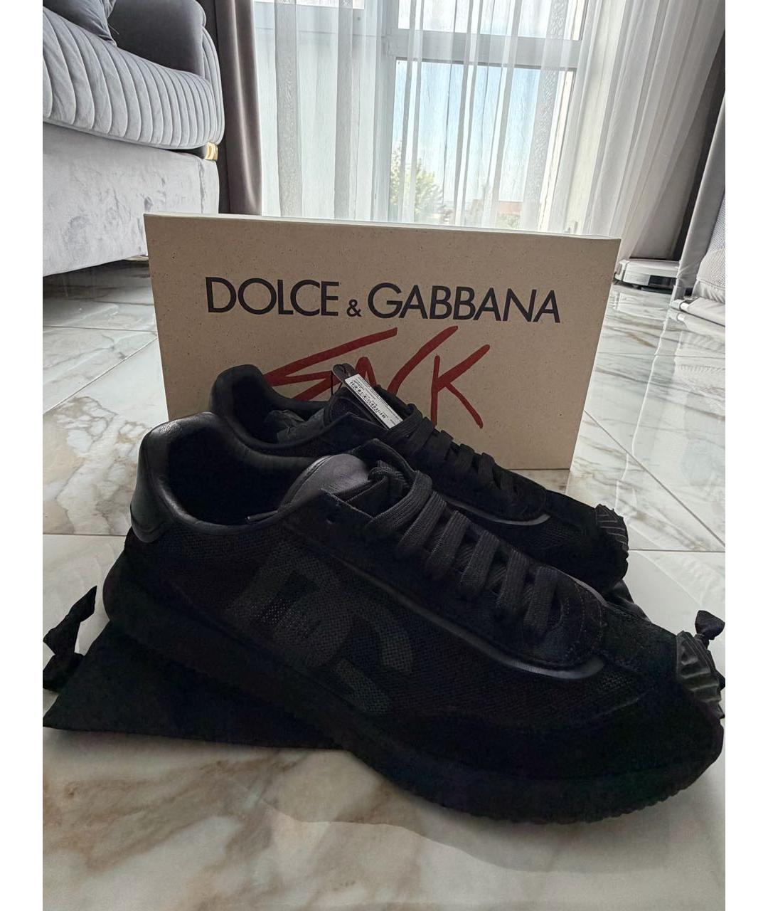 DOLCE&GABBANA Черные замшевые низкие кроссовки / кеды, фото 6