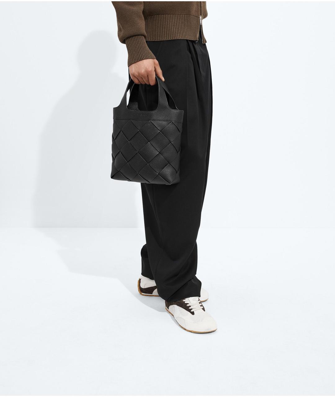 BOTTEGA VENETA Черная кожаная сумка тоут, фото 2