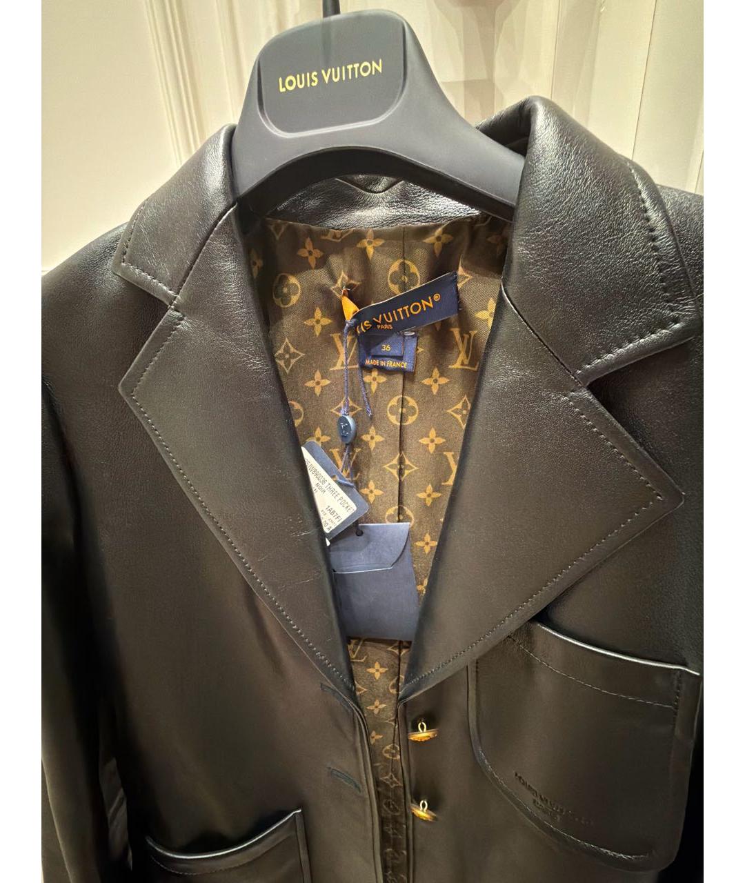 LOUIS VUITTON Черная кожаная куртка, фото 3