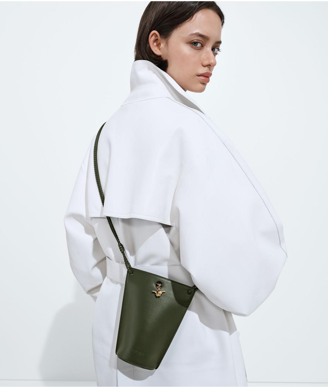BOTTEGA VENETA Зеленая кожаная сумка через плечо, фото 6