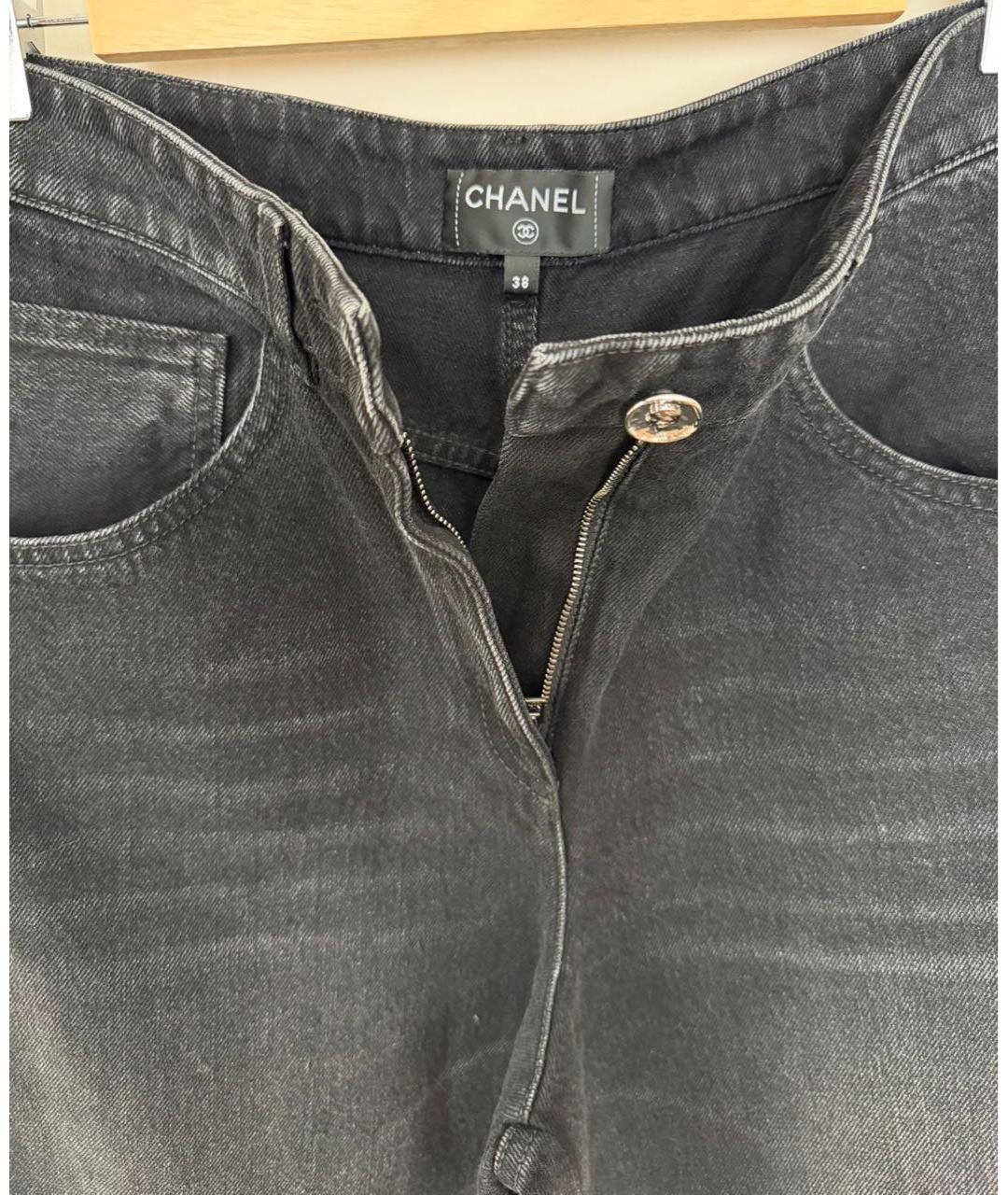 CHANEL Черные хлопковые прямые джинсы, фото 3