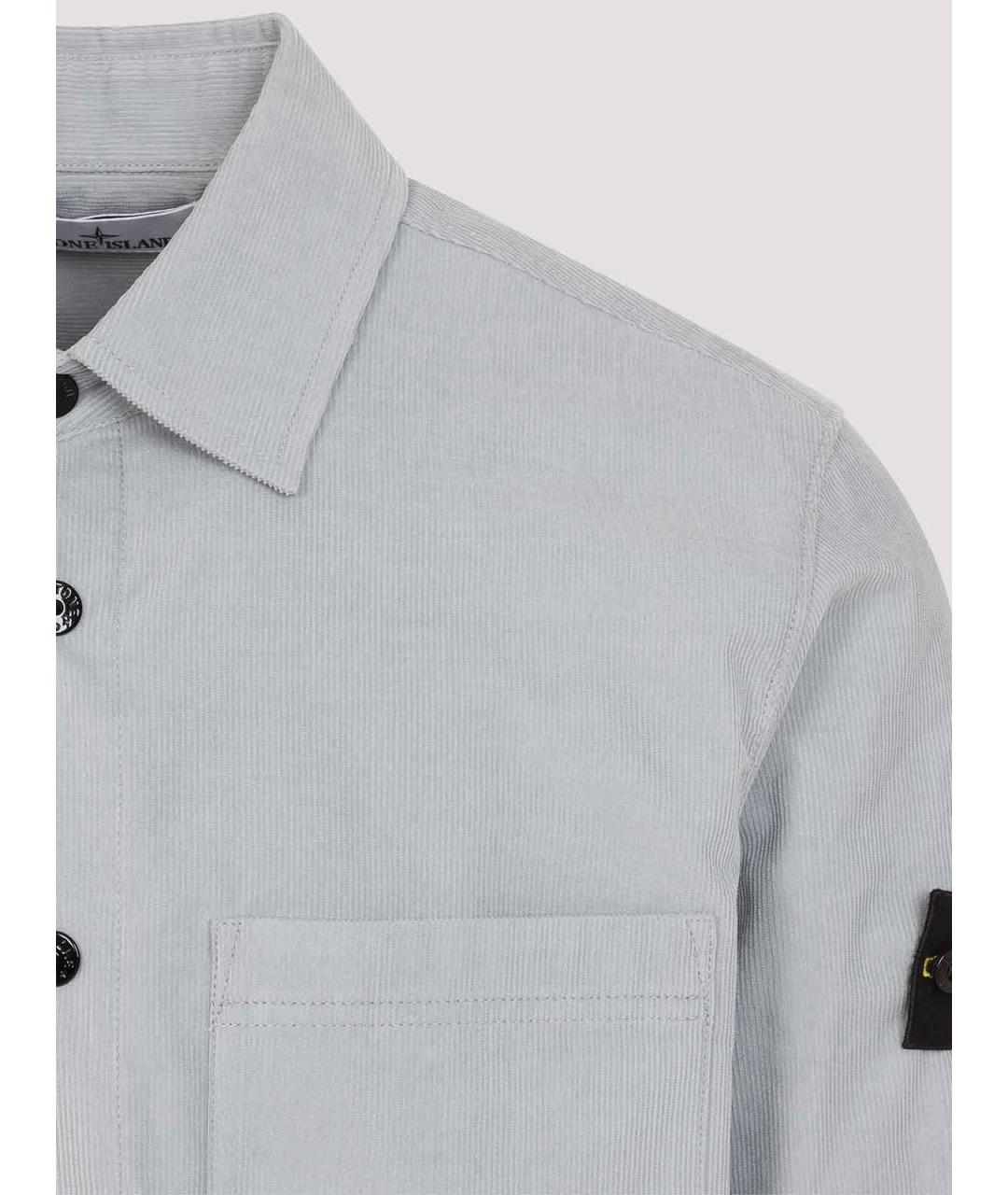 STONE ISLAND Серая хлопковая кэжуал рубашка, фото 3