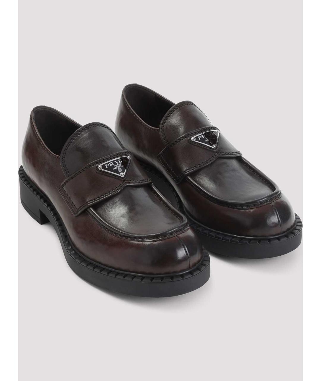 PRADA Коричневые кожаные лоферы, фото 3