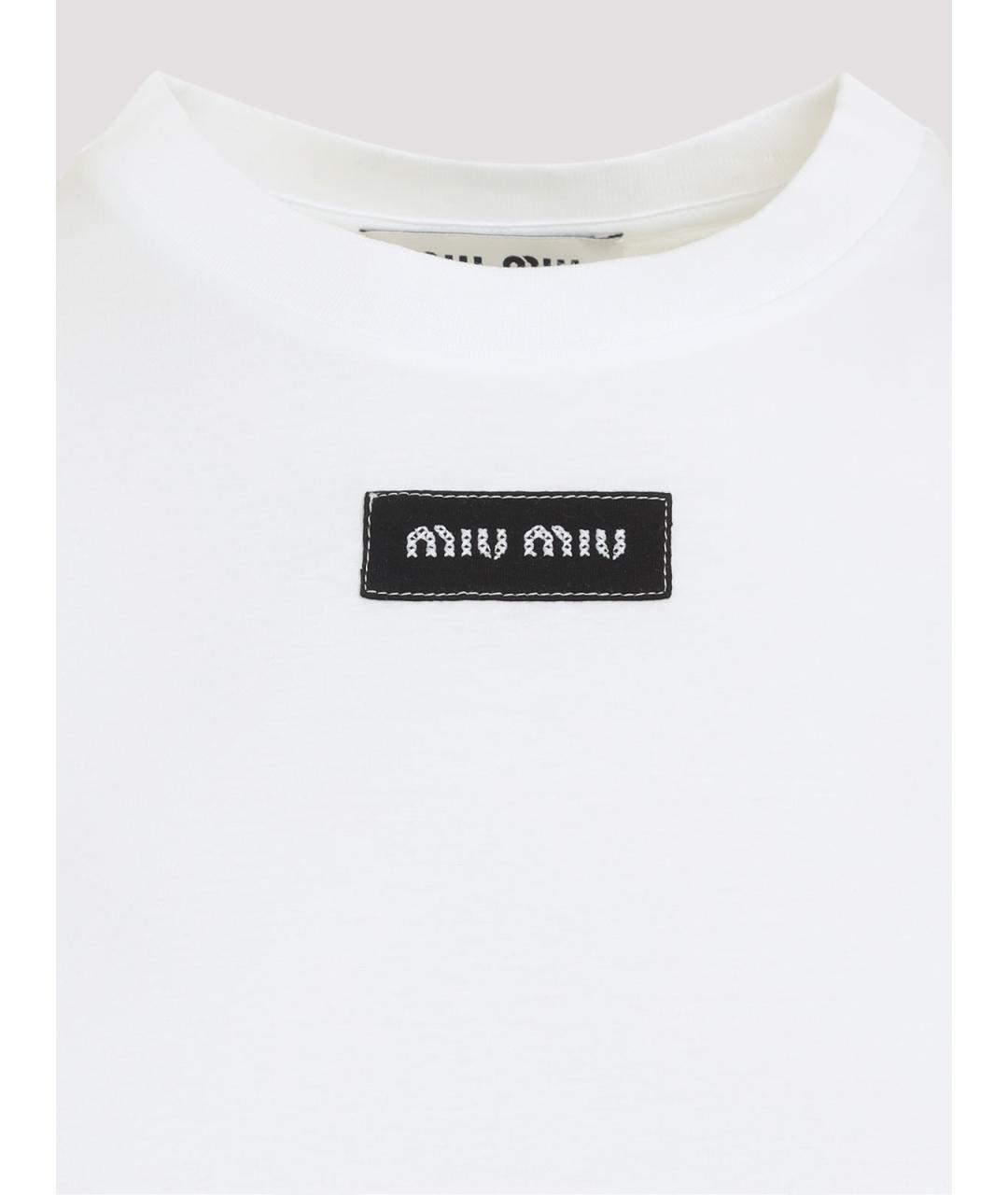MIU MIU Белая хлопковая футболка, фото 3