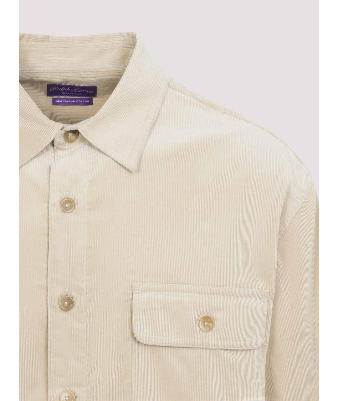 RALPH LAUREN PURPLE LABEL Бежевая хлопковая кэжуал рубашка, фото 3