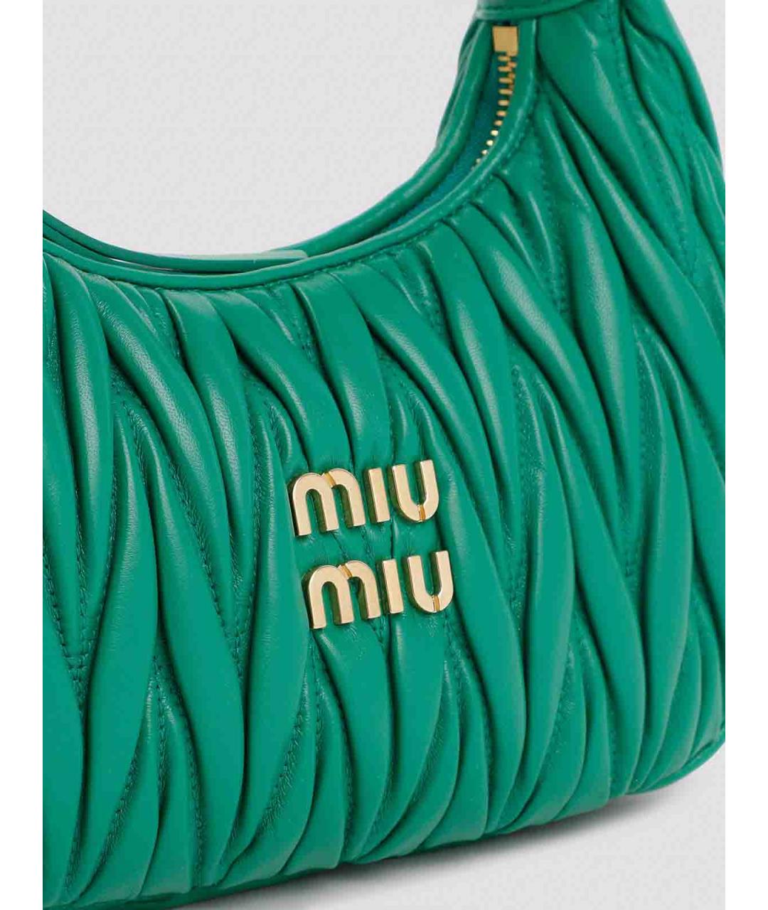 MIU MIU Зеленая кожаная сумка через плечо, фото 4