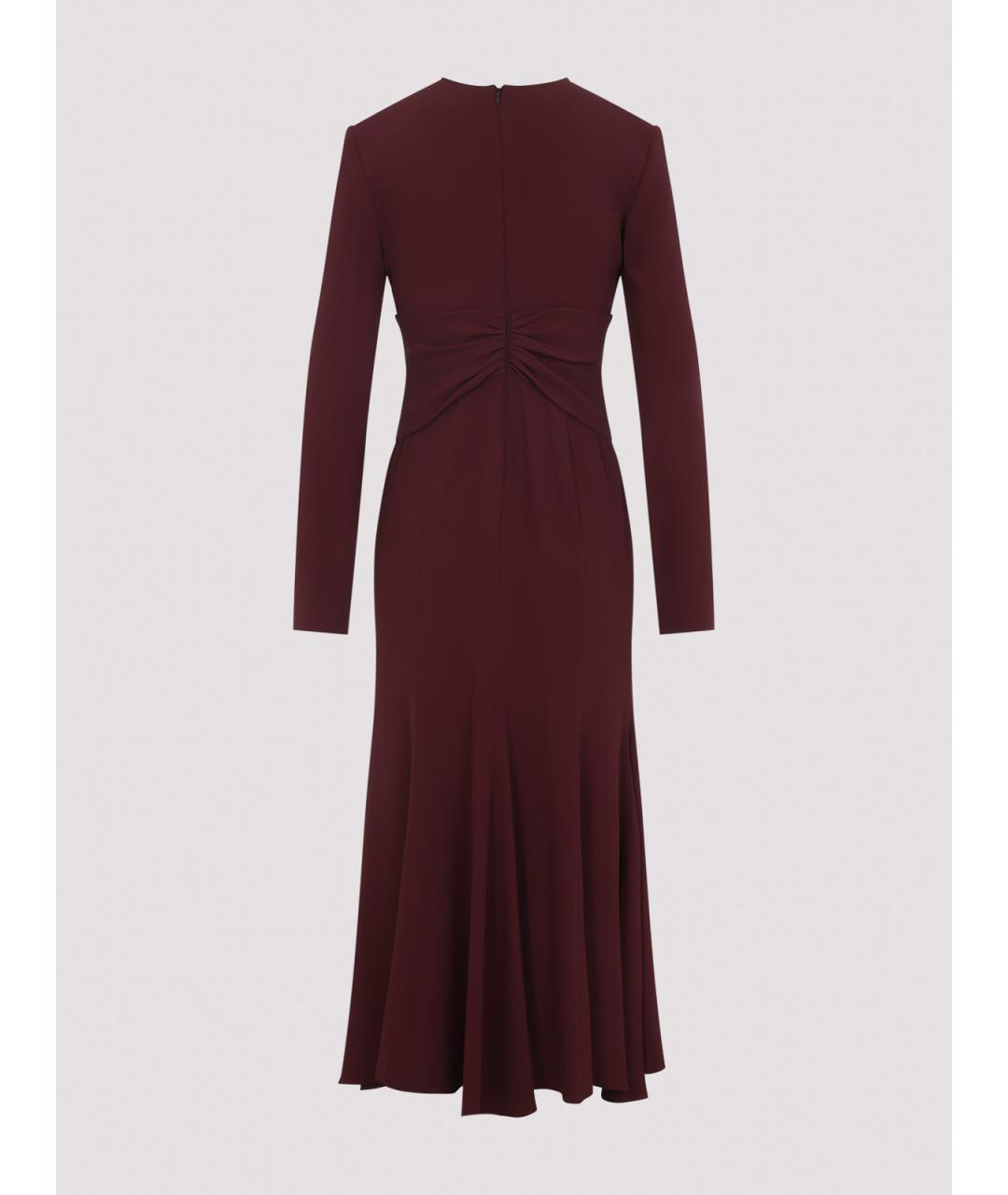 ALBERTA FERRETTI Бордовое вискозное повседневное платье, фото 2