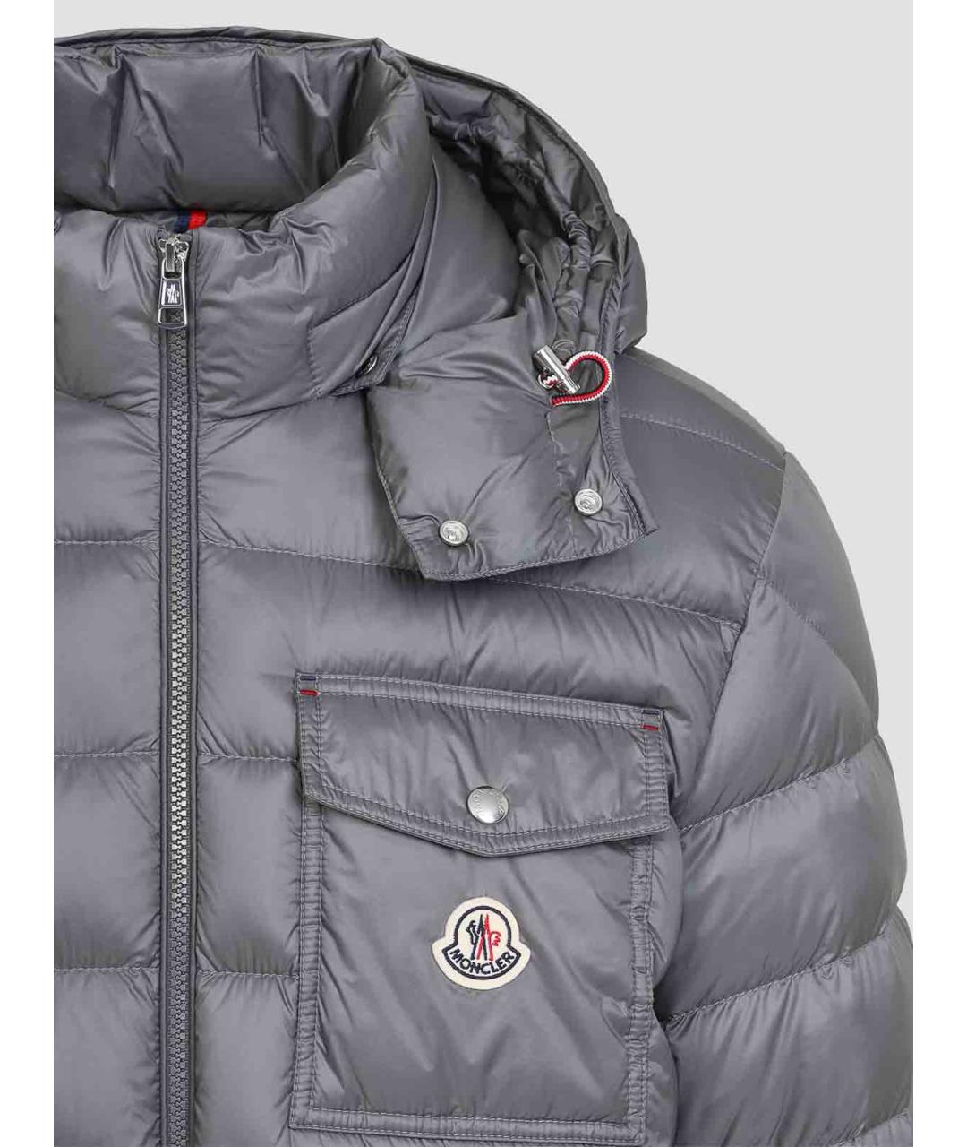 MONCLER Серый полиамидовый пуховик, фото 3