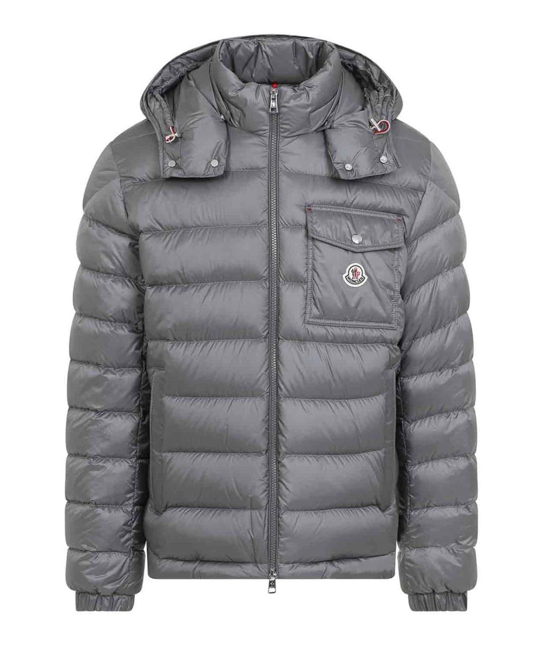 MONCLER Серый полиамидовый пуховик, фото 1