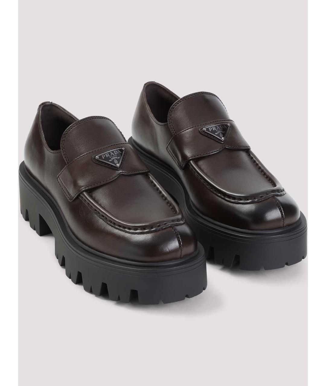 PRADA Бордовые кожаные лоферы, фото 3