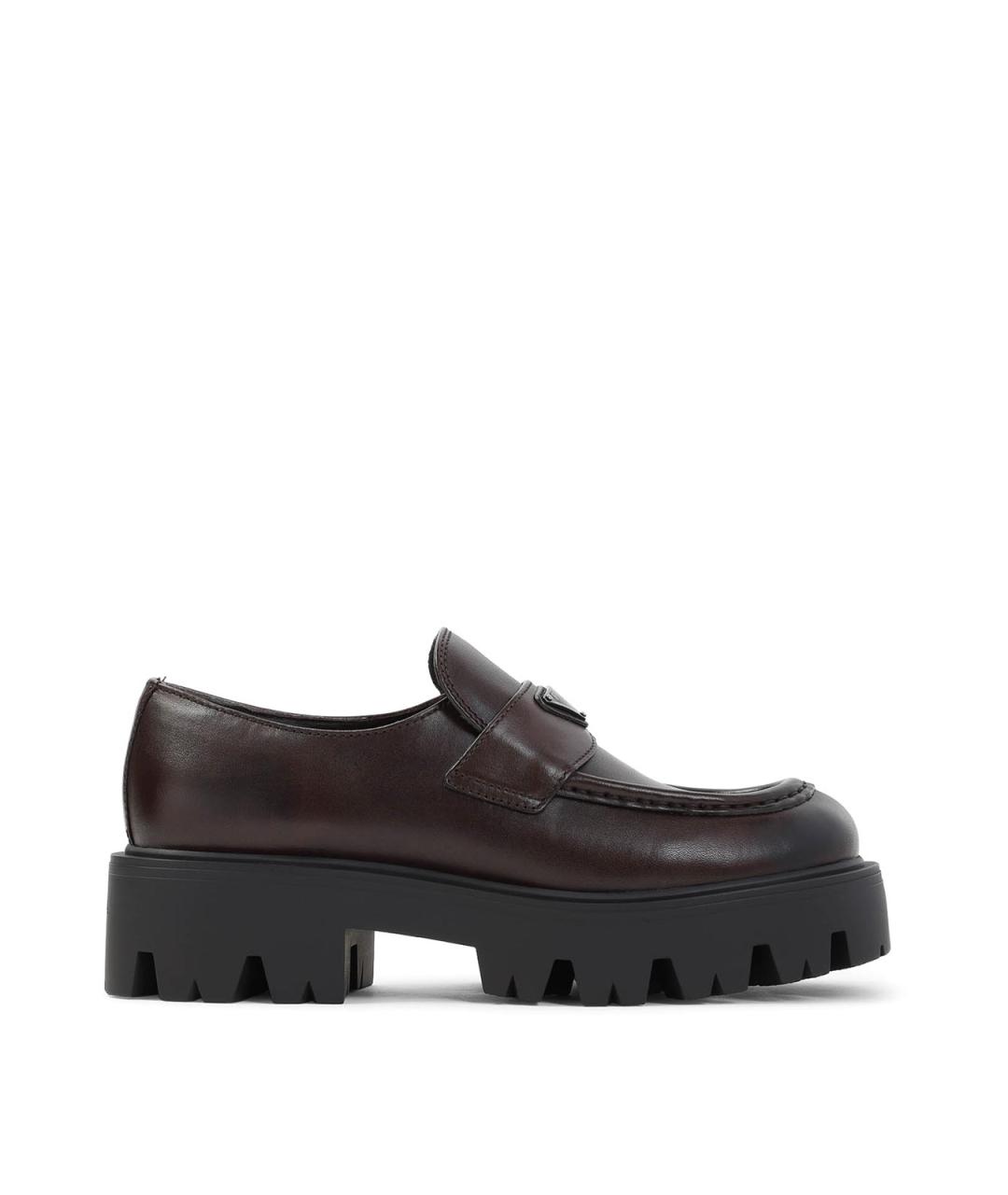 PRADA Бордовые кожаные лоферы, фото 1
