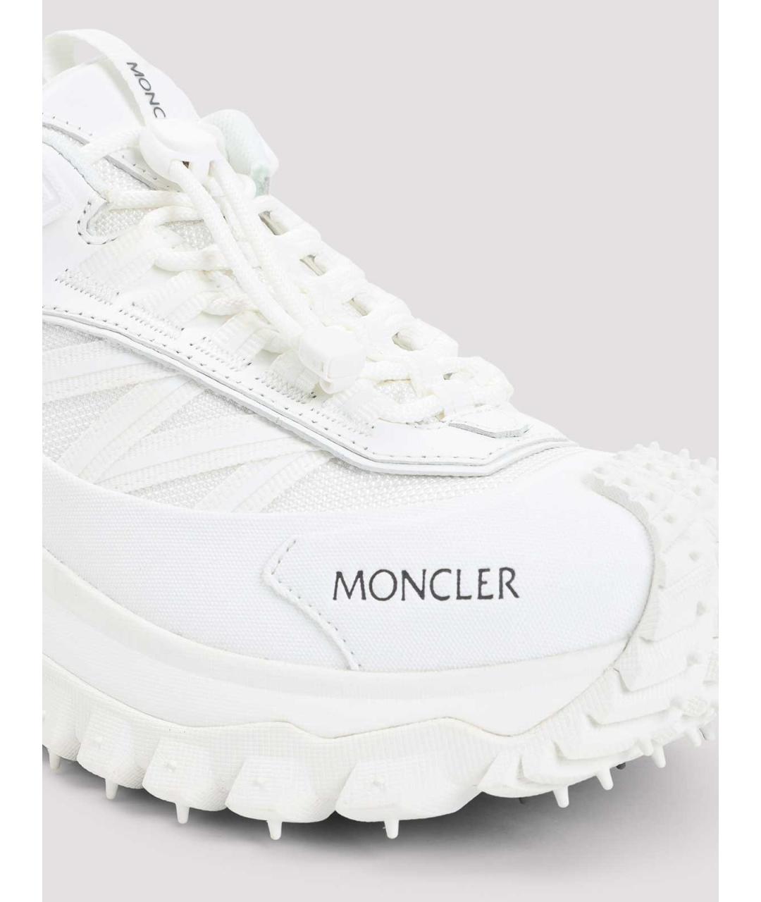 MONCLER Белые кожаные кроссовки, фото 4