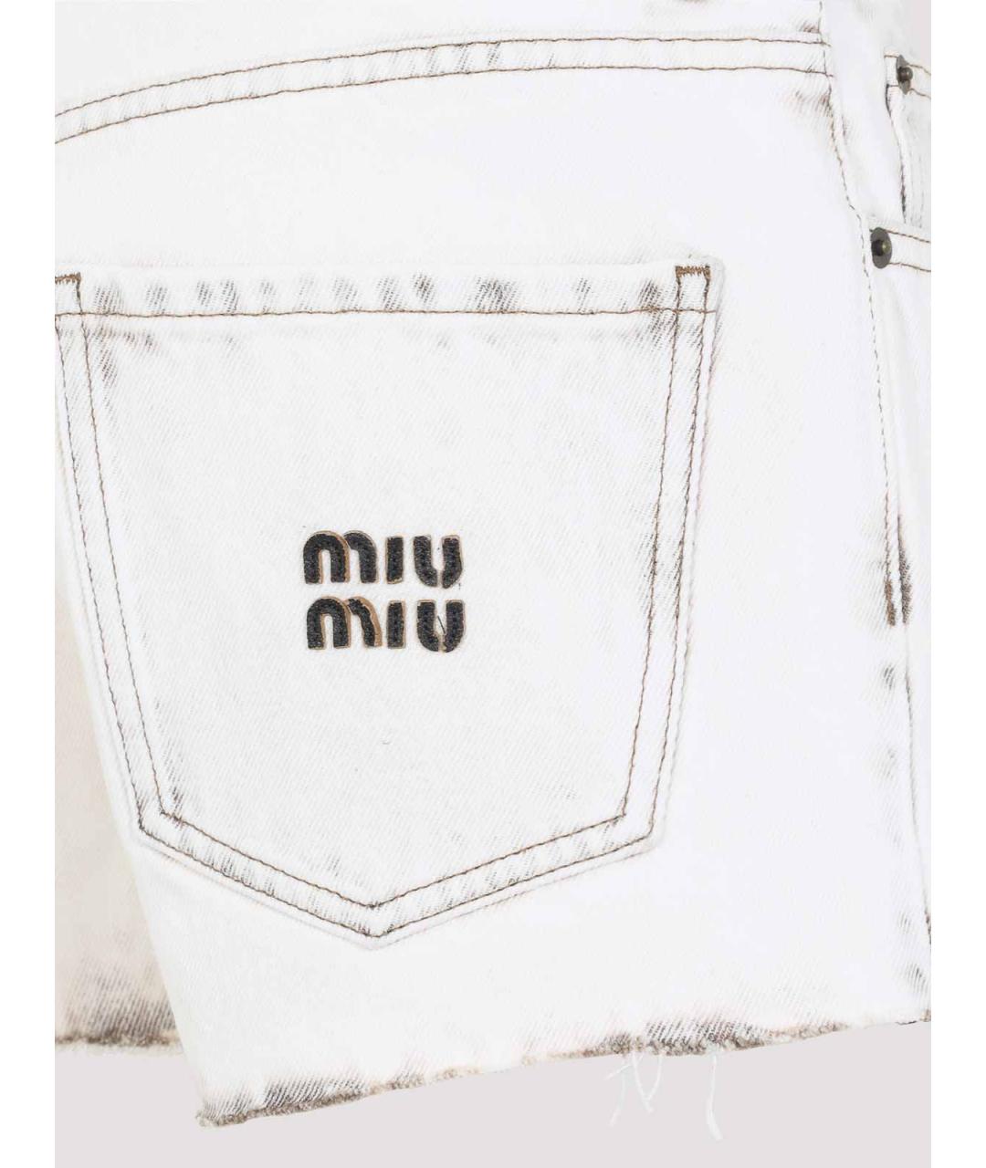 MIU MIU Белые хлопковые шорты, фото 3