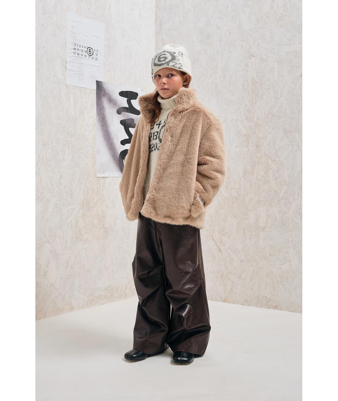 MM6 MAISON MARGIELA Коричневые полиэстеровые брюки и шорты, фото 5