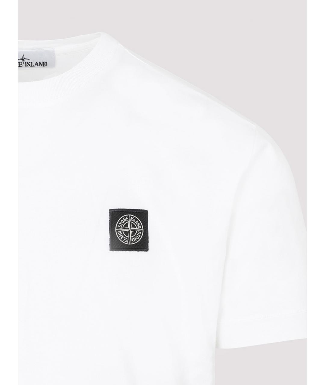 STONE ISLAND Белая хлопковая футболка, фото 3