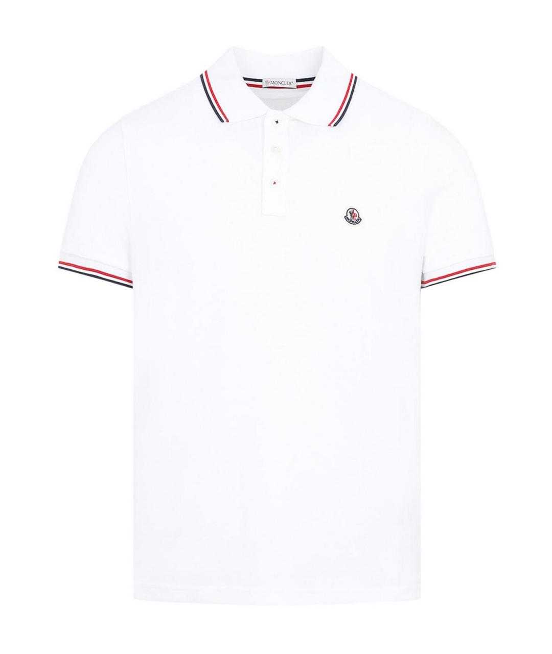MONCLER Белое хлопковое поло с коротким рукавом, фото 1