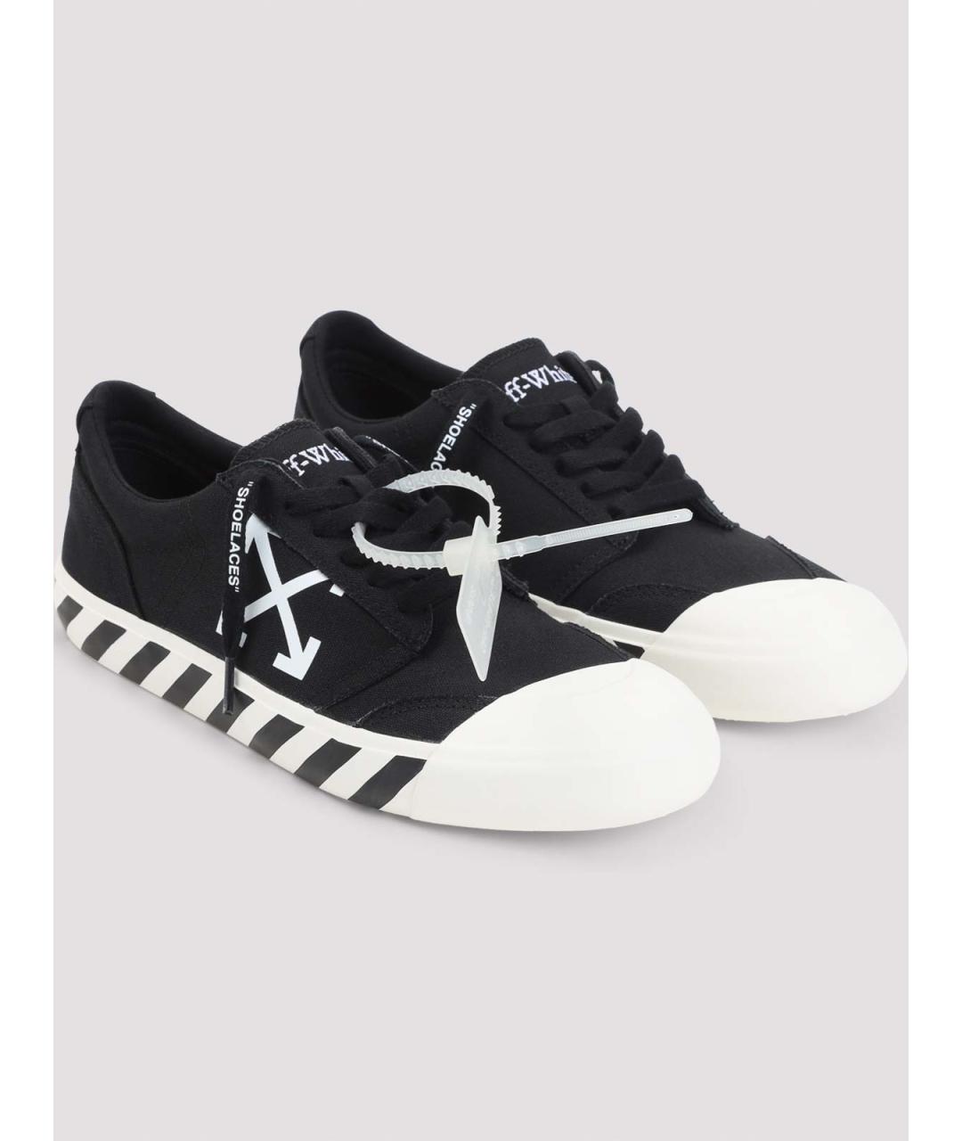 OFF-WHITE Черные текстильные низкие кроссовки / кеды, фото 3