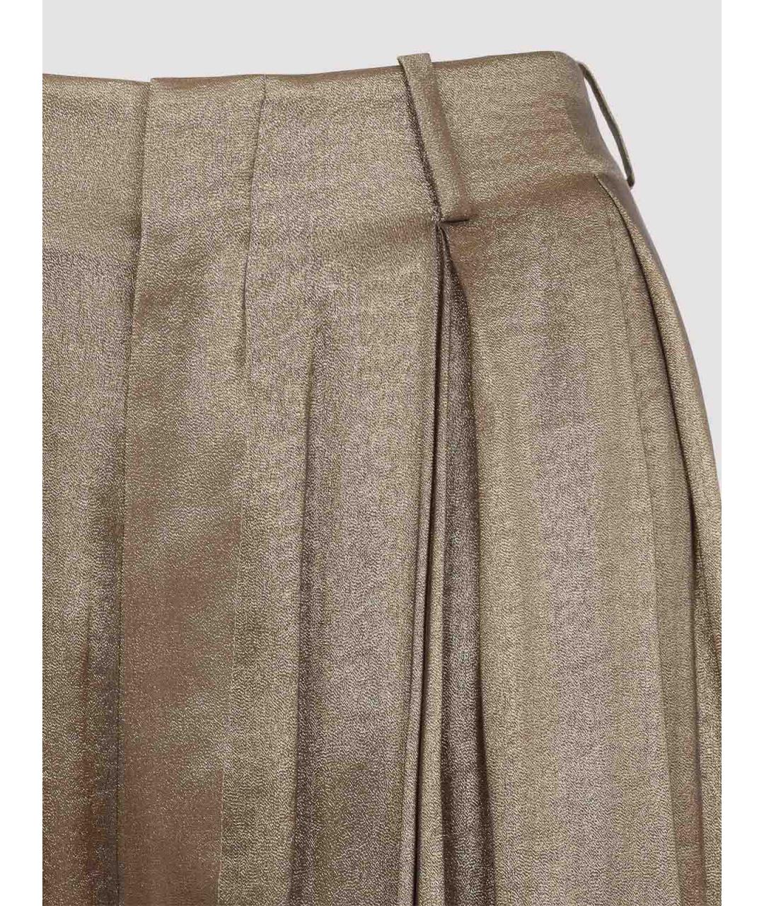 RALPH LAUREN COLLECTION Золотые полиэстеровые брюки широкие, фото 3