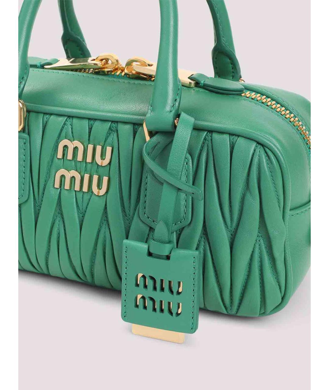 MIU MIU Зеленая кожаная сумка тоут, фото 3