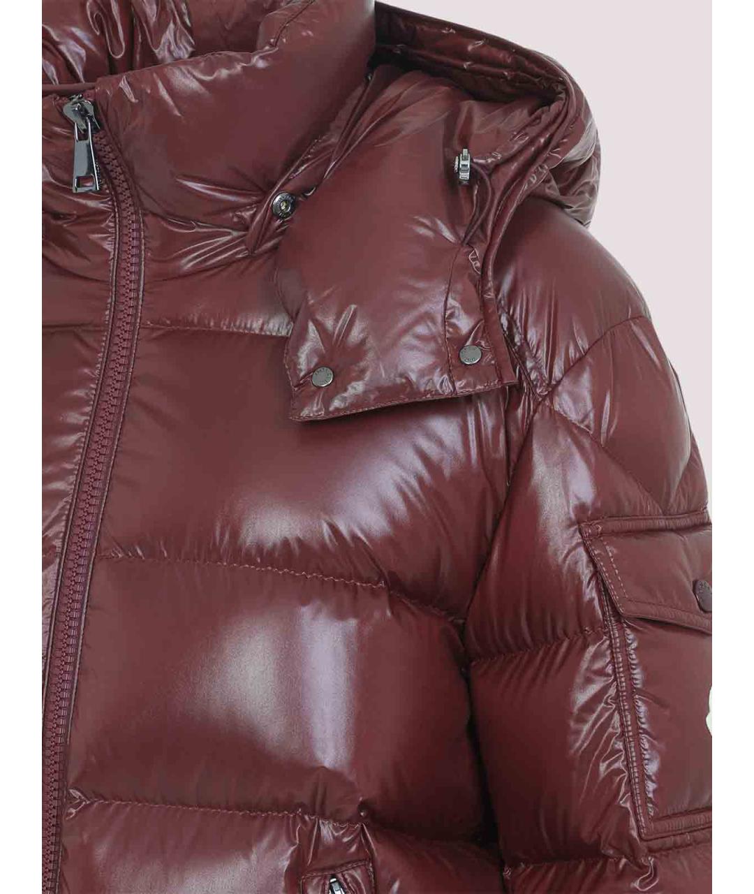 MONCLER Бордовый полиамидовый пуховик, фото 4