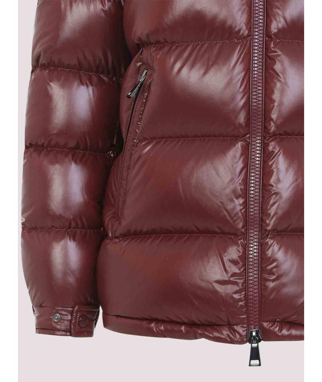 MONCLER Бордовый полиамидовый пуховик, фото 3