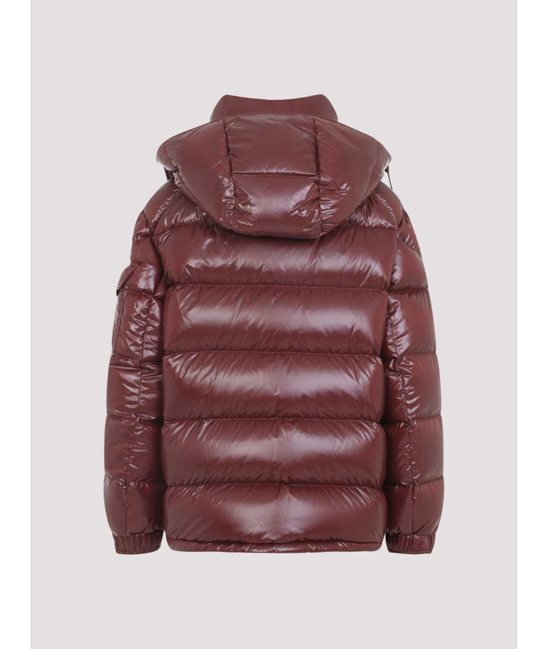 MONCLER Бордовый полиамидовый пуховик, фото 2