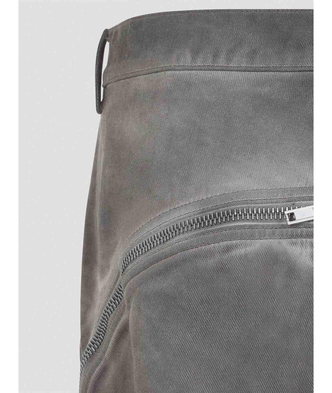 RICK OWENS Серые хлопковые прямые джинсы, фото 4