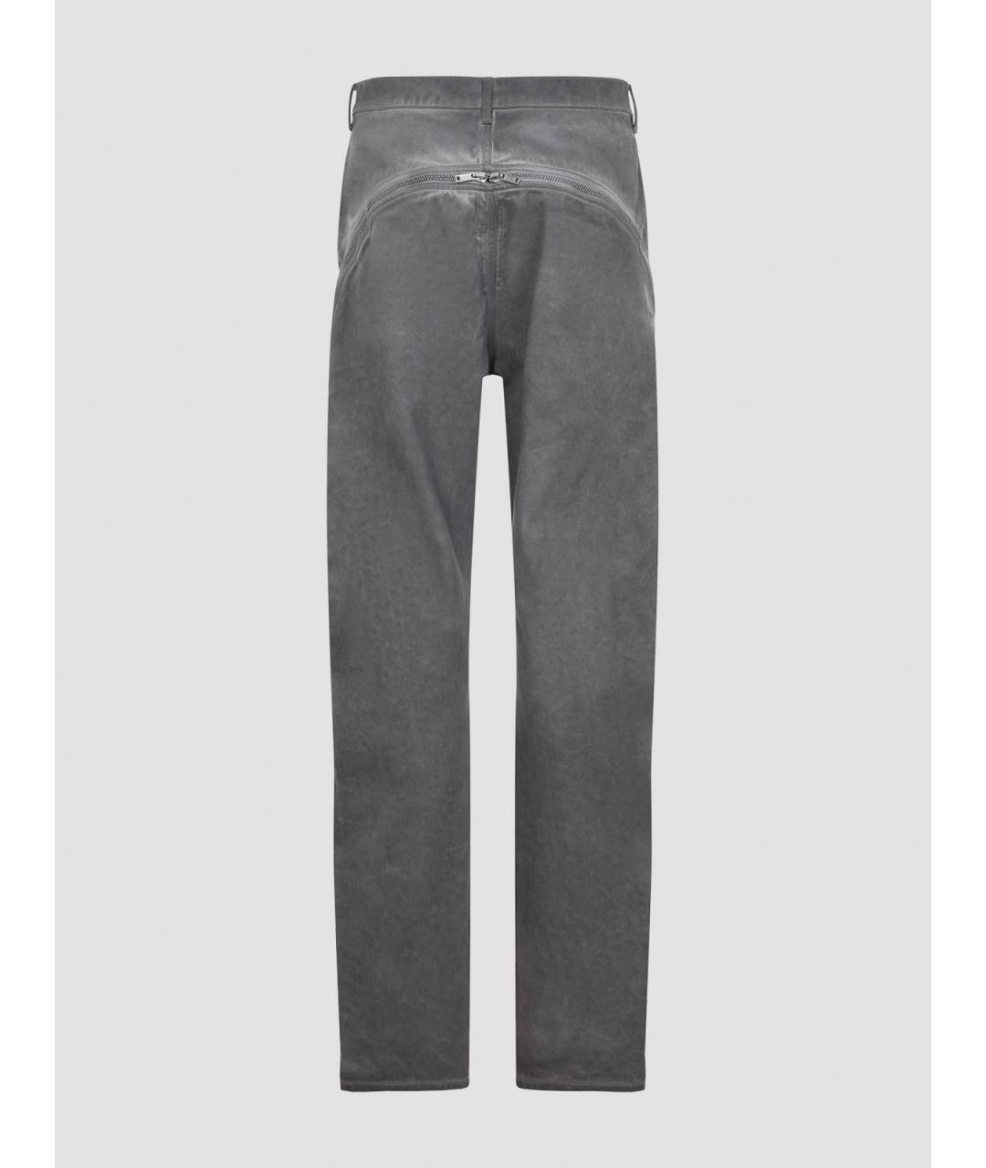 RICK OWENS Серые хлопковые прямые джинсы, фото 2