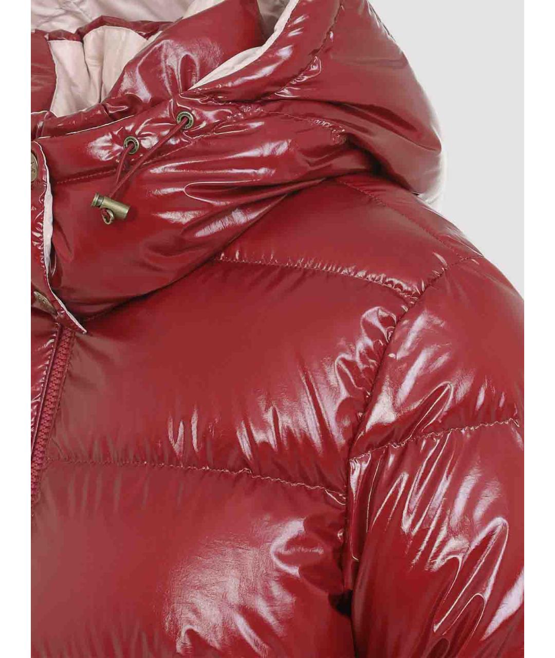 MONCLER Красный полиамидовый пуховик, фото 4