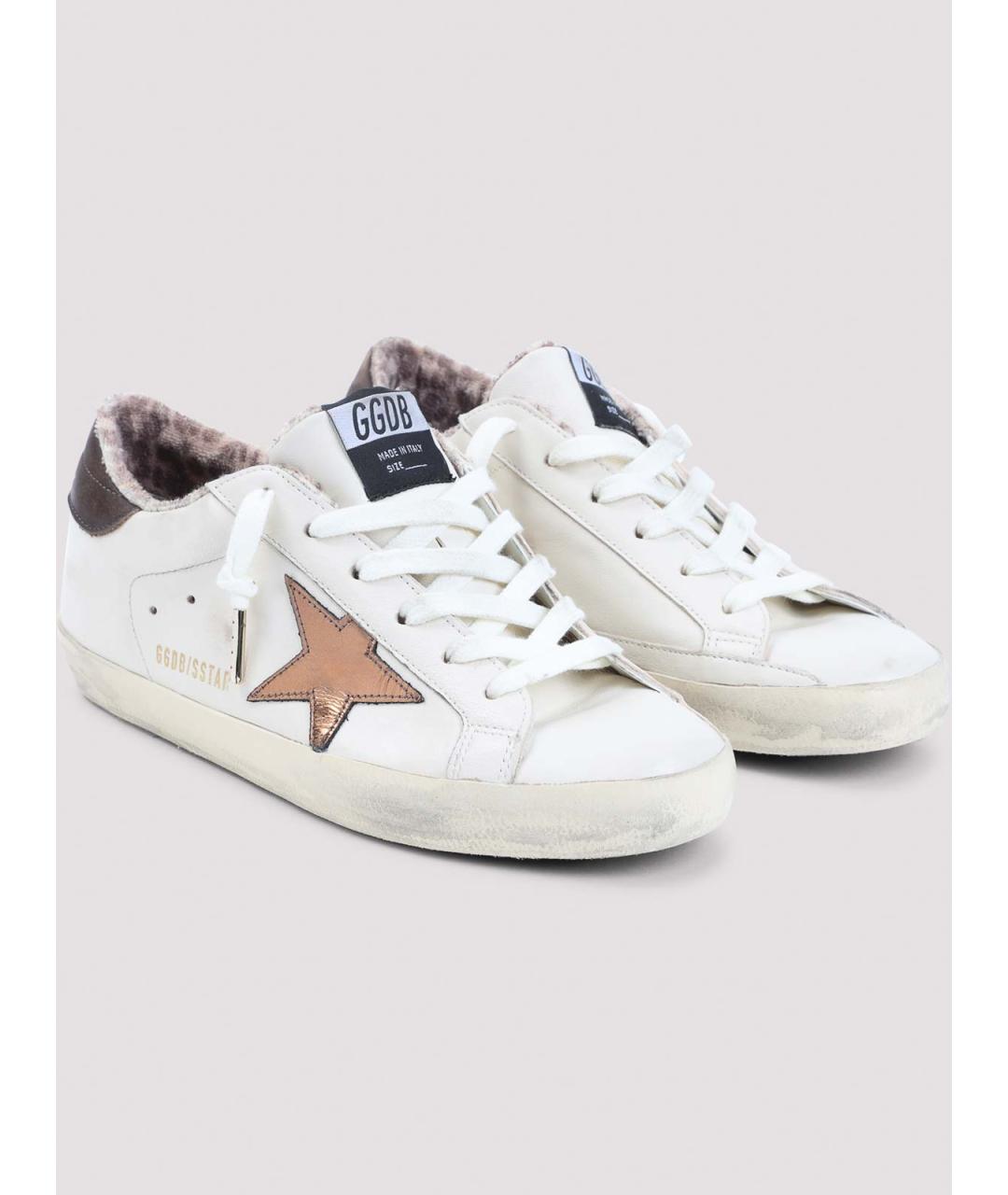 GOLDEN GOOSE Золотые кожаные кроссовки, фото 3