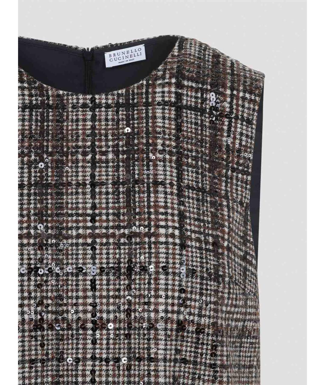 BRUNELLO CUCINELLI Бежевое шерстяное повседневное платье, фото 3