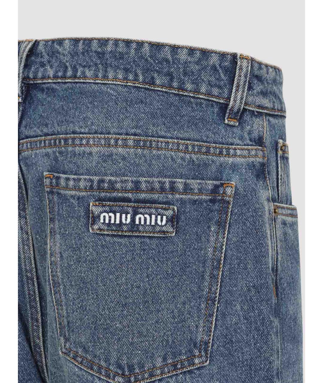 MIU MIU Синие хлопковые прямые джинсы, фото 3