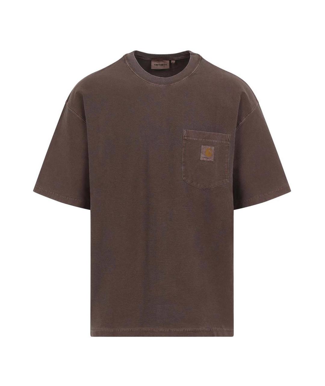 CARHARTT Коричневая хлопковая футболка, фото 1