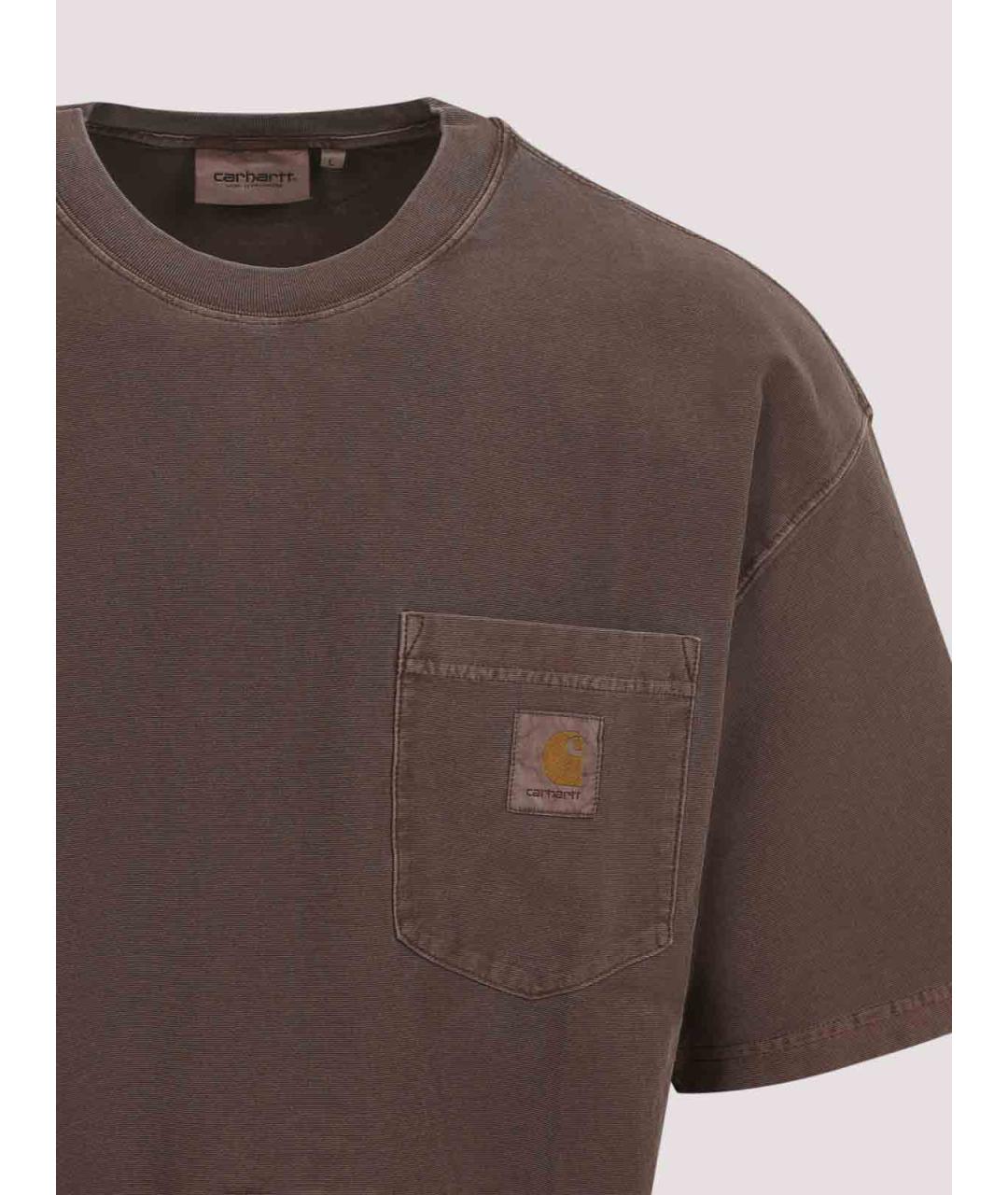 CARHARTT Коричневая хлопковая футболка, фото 3