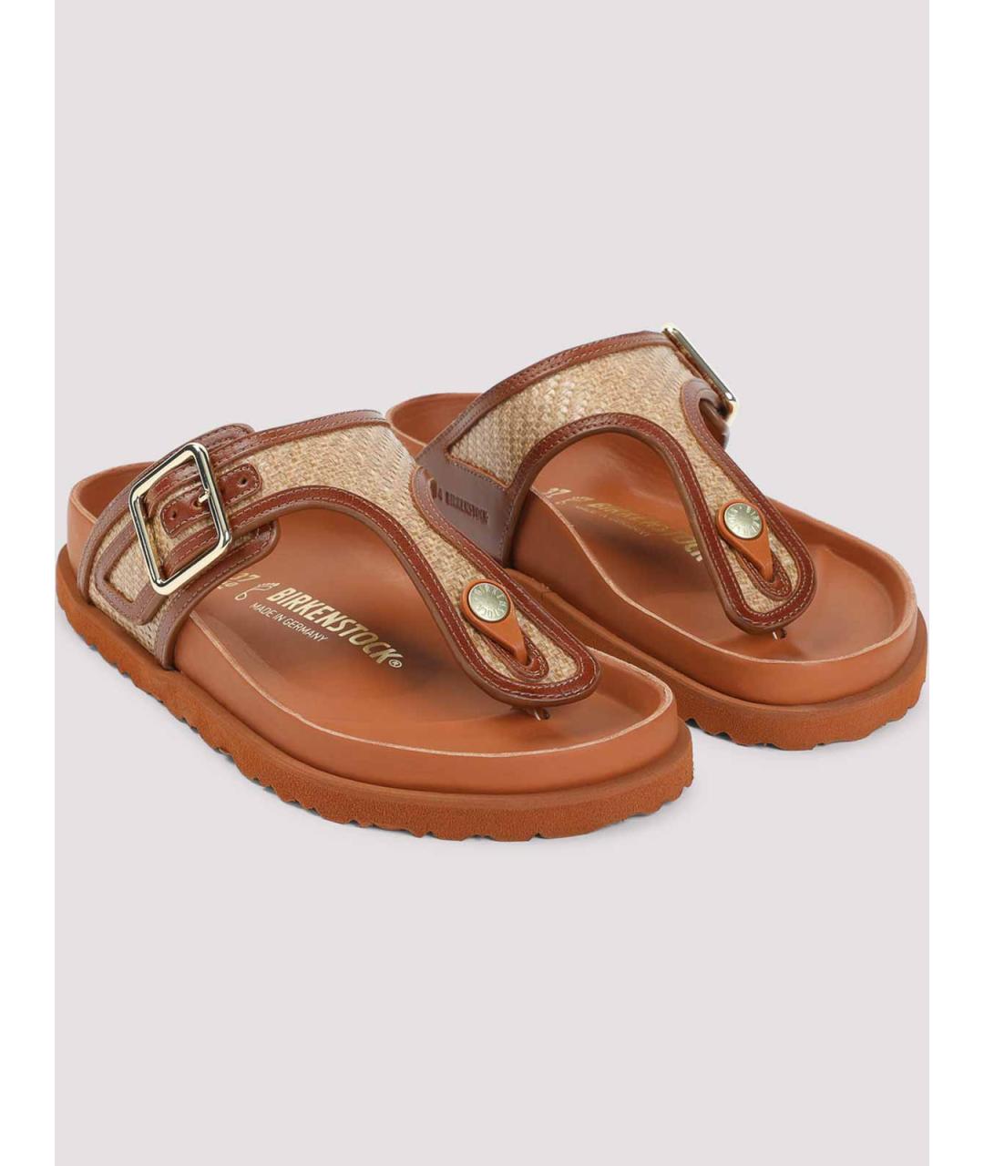 BIRKENSTOCK Коричневые кожаные сандалии, фото 3