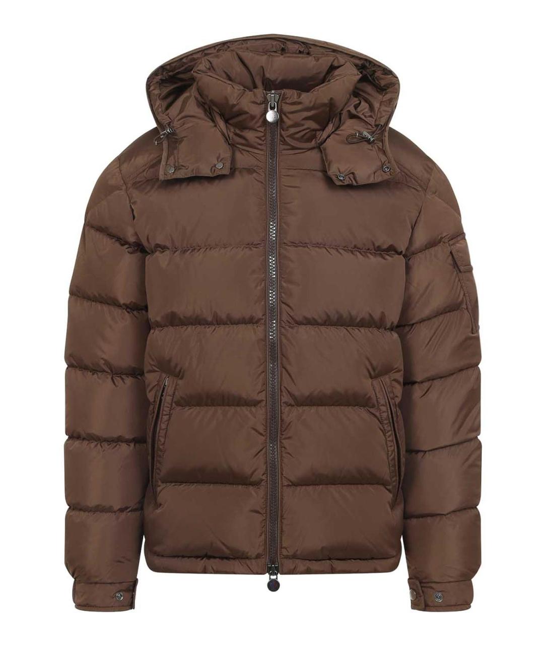 MONCLER Коричневый полиамидовый пуховик, фото 1