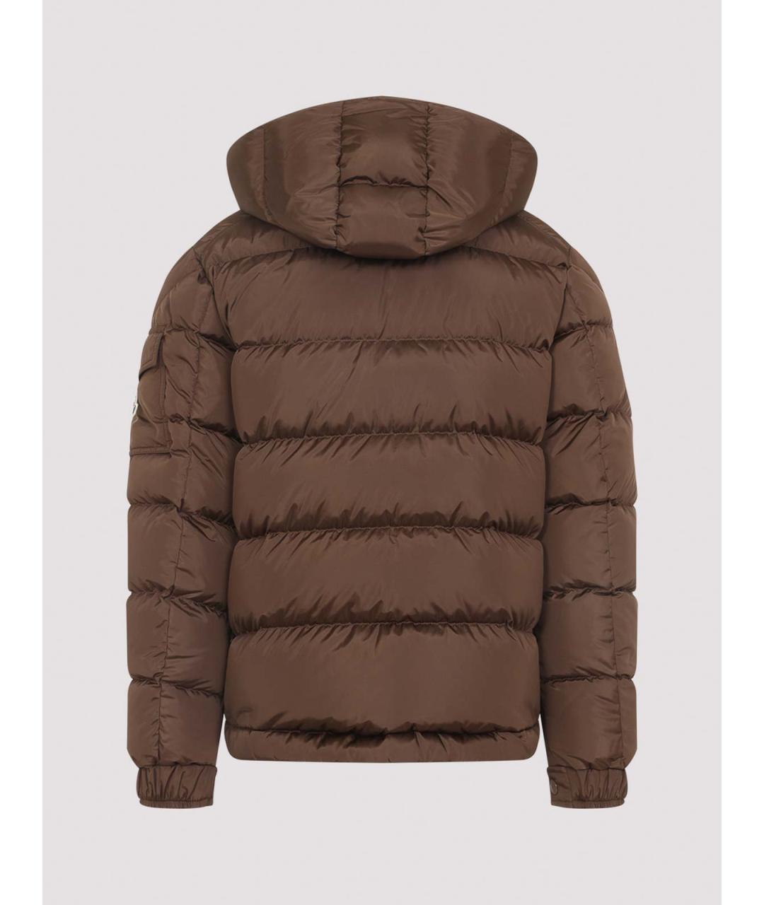 MONCLER Коричневый полиамидовый пуховик, фото 2