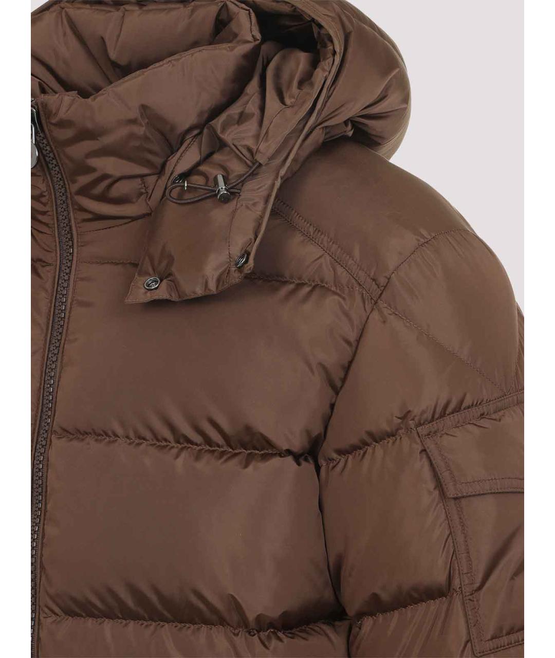 MONCLER Коричневый полиамидовый пуховик, фото 4